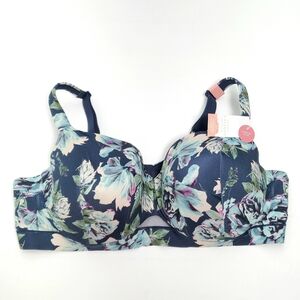 NEW Cacique Women's Lightly Lined Balconette Bra Floral Multicolor Size 48D